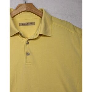 Tommy Bahama Mens XL Yellow Modal Blend Waffle Knit Short Sleeve Polo Shirt